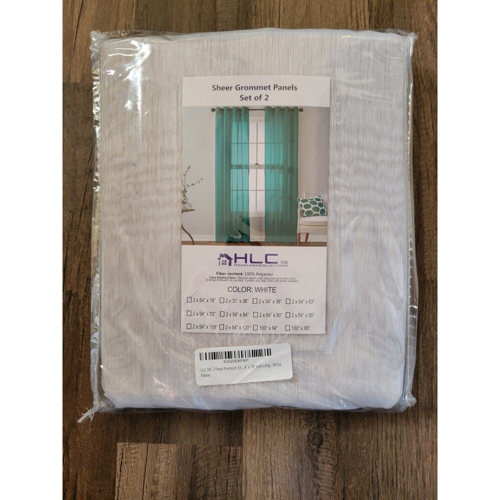 HLC Sheer Grommet Panels White curtains 54" x 18" Decor